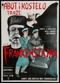 2e421 ABBOTT & COSTELLO MEET FRANKENSTEIN Yugoslavian 20x27 '60s Wolfman & Dracula after Bud & Lou!