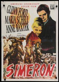 2e434 CIMARRON Yugoslavian 20x27 '60 directed by Anthony Mann, Glenn Ford, Maria Schell!