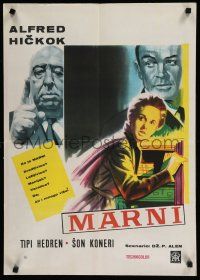 2e461 MARNIE Yugoslavian 20x28 '67 Connery & Tippi Hedren in Hitchcock's suspenseful sex mystery!