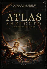 2f083 ATLAS SHRUGGED II: THE STRIKE advance DS 1sh '12 Ayn Rand's classic novel!