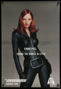 2f095 AVENGERS teaser DS 1sh '98 sexy Uma Thurman as Emma Peel, saving the world in style!