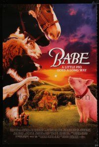 2f097 BABE heavy stock 1sh '95 classic talking pig, children's farm animal comedy!