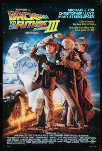 2f101 BACK TO THE FUTURE III DS 1sh '90 Michael J. Fox, Chris Lloyd, Zemeckis, Drew art!