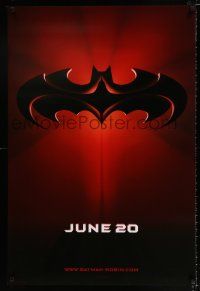 2f107 BATMAN & ROBIN advance DS 1sh '97 Clooney, O'Donnell, cool image of bat symbol!