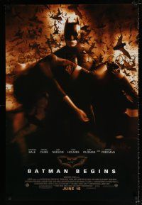 2f111 BATMAN BEGINS June 15 advance DS 1sh '05 Bale as Caped Crusader carrying Katie Holmes!