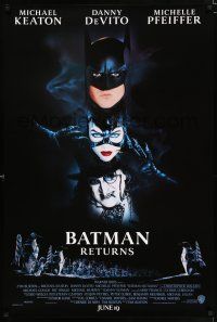 2f118 BATMAN RETURNS int'l advance 1sh '92 Michael Keaton, Danny DeVito, Michelle Pfeiffer!