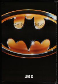 2f110 BATMAN matte teaser 1sh '89 directed by Tim Burton, cool image of Bat logo!