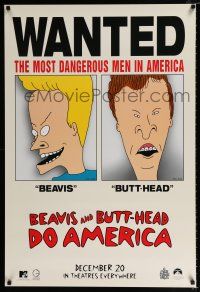 2f126 BEAVIS & BUTT-HEAD DO AMERICA teaser 1sh '96 Mike Judge, most dangerous men in America!