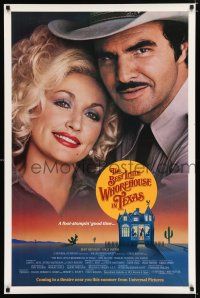 2f130 BEST LITTLE WHOREHOUSE IN TEXAS advance 1sh '82 close-up of Burt Reynolds & Dolly Parton!