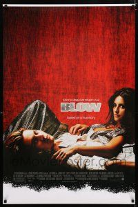 2f148 BLOW DS foil title 1sh '01 Johnny Depp & Penelope Cruz in cocaine biography!
