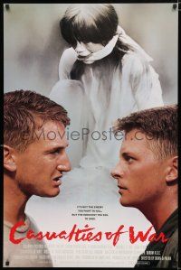 2f166 CASUALTIES OF WAR int'l 1sh '89 Michael J. Fox argues with Sean Penn, Brian De Palma, Vietnam