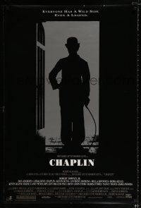 2f172 CHAPLIN DS 1sh '92 great silhouette image of Robert Downey Jr. as Charlie!