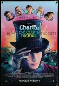 2f174 CHARLIE & THE CHOCOLATE FACTORY opens soon advance DS 1sh '05 Johnny Depp & cast, Tim Burton!