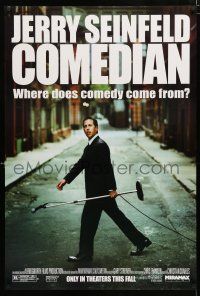 2f184 COMEDIAN advance 1sh '02 great image of Jerry Seinfeld walking across street with microphone!