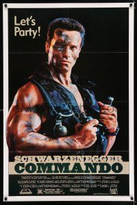 2f185 COMMANDO 1sh '85 cool image of Arnold Schwarzenegger in camo, let's party!