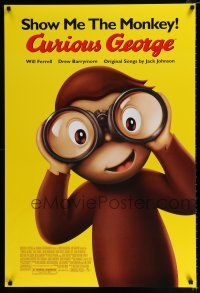 2f201 CURIOUS GEORGE DS 1sh '06 Will Ferrell & Drew Barrymore, art of cute monkey!
