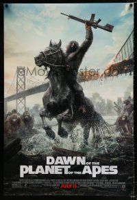 2f216 DAWN OF THE PLANET OF THE APES style C advance DS 1sh '14 great image of ape on horseback!