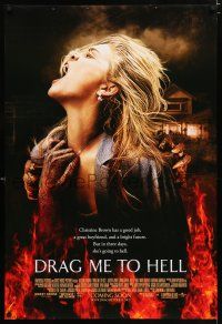 2f249 DRAG ME TO HELL advance DS 1sh '09 Sam Raimi horror, Lohman being dragged down into flames!