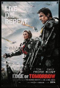 2f257 EDGE OF TOMORROW 2014 style teaser DS 1sh '14 Tom Cruise & Emily Blunt, live, die, repeat!