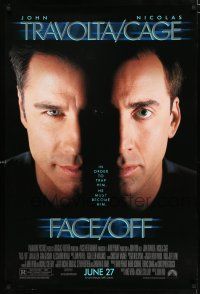 2f279 FACE/OFF advance DS 1sh '97 John Travolta and Nicholas Cage switch faces, John Woo sci-fi!