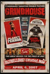 2f348 GRINDHOUSE advance DS 1sh '07 Rodriguez & Tarantino, Planet Terror & Death Proof!