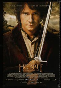 2f370 HOBBIT: AN UNEXPECTED JOURNEY advance DS 1sh '12 Tolkien, Martin Freeman as Bilbo w/Sting!