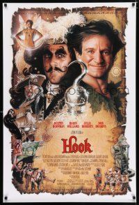 2f376 HOOK DS 1sh '91 art of pirate Dustin Hoffman & Robin Williams by Drew Struzan!