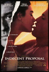 2f398 INDECENT PROPOSAL advance DS 1sh '93 Robert Redford, Demi Moore, Woody Harrelson