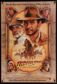 2f399 INDIANA JONES & THE LAST CRUSADE advance 1sh '89 art of Ford & Sean Connery by Drew!