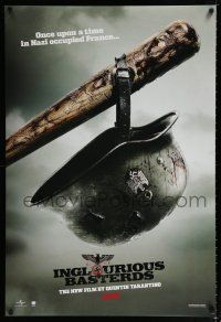 2f406 INGLOURIOUS BASTERDS teaser DS 1sh '09 Quentin Tarantino, Nazi helmet on baseball bat!