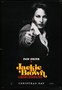 2f419 JACKIE BROWN teaser 1sh '97 Quentin Tarantino, cool image of Pam Grier with gun!