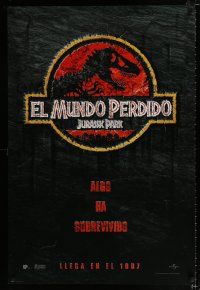 2f431 JURASSIC PARK 2 Spanish/U.S. teaser 1sh '96 The Lost World, something has survived!