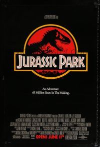 2f430 JURASSIC PARK advance 1sh '93 Spielberg, Attenborough re-creates dinosaurs!