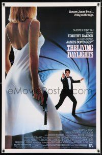2f471 LIVING DAYLIGHTS 1sh '87 Timothy Dalton as James Bond & sexy Maryam d'Abo with gun!
