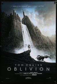 2f570 OBLIVION teaser DS 1sh '13 Morgan Freeman, image of Tom Cruise & waterfall in city!