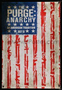 2f614 PURGE: ANARCHY July 18 teaser DS 1sh '14 Michael K. Williams, cool flag w/guns & weapons!