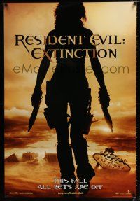 2f628 RESIDENT EVIL: EXTINCTION teaser 1sh '07 silhouette of zombie killer Milla Jovovich!