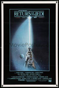 2f629 RETURN OF THE JEDI int'l 1sh '83 George Lucas classic, art of hands holding lightsaber!