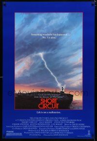 2f679 SHORT CIRCUIT 1sh '86 cool artwork of Johnny Five being struck by lightning!