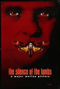 2f683 SILENCE OF THE LAMBS style B teaser DS 1sh '90 creepy Anthony Hopkins with moth over mouth!