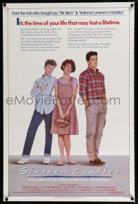 2f695 SIXTEEN CANDLES 1sh '84 Molly Ringwald, Anthony Michael Hall, directed by John Hughes!