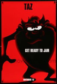 2f706 SPACE JAM teaser DS 1sh '96 Michael Jordan, cool art of the Tazmanian Devil!