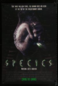 2f710 SPECIES advance DS 1sh '95 creepy artwork of alien Natasha Henstridge in embryo sac!