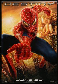 2f715 SPIDER-MAN 2 teaser 1sh '04 cool image of Tobey Maguire as superhero, destiny!