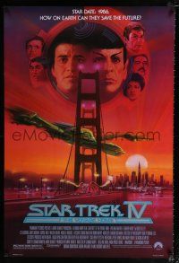 2f724 STAR TREK IV 1sh '86 art of Leonard Nimoy, Shatner & Klingon Bird-of-Prey by Bob Peak!