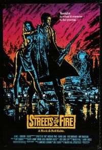 2f745 STREETS OF FIRE 1sh '84 Walter Hill directed, Michael Pare, Diane Lane, cool art!