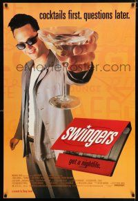 2f750 SWINGERS 1sh '96 partying Vince Vaughn with giant martini, directed by Doug Liman!