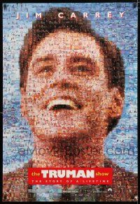 2f801 TRUMAN SHOW teaser DS 1sh '98 really cool mosaic art of Jim Carrey, Peter Weir