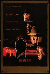 2f809 UNFORGIVEN 1sh '92 Clint Eastwood, Gene Hackman, Morgan Freeman, Richard Harris!