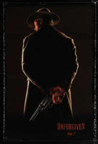 2f810 UNFORGIVEN dated teaser DS 1sh '92 classic image of gunslinger Clint Eastwood w/back turned!